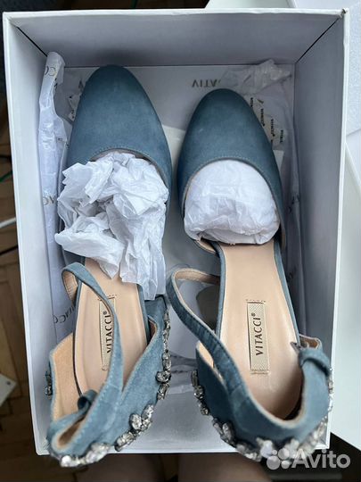 Vitacci голубые замшевые туфли праздничные