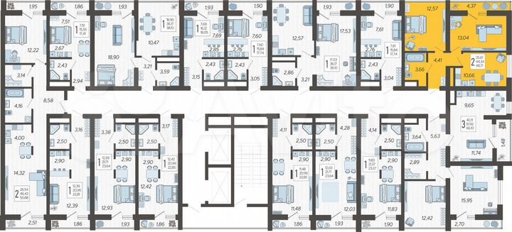 2-к. квартира, 48,7 м², 10/19 эт.