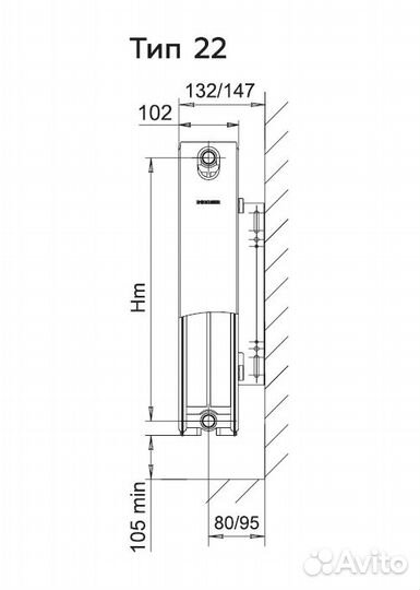 Радиатор Rommer Compact 22/300/2000 300x2000 сталь