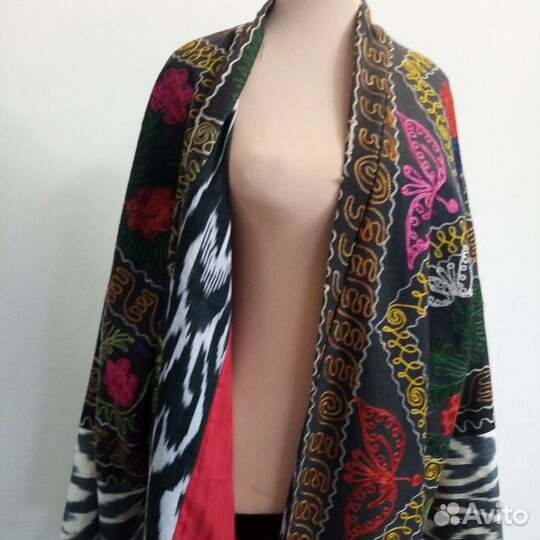 Узбекский халат из сюзане и иката. Кимоно. CHT023