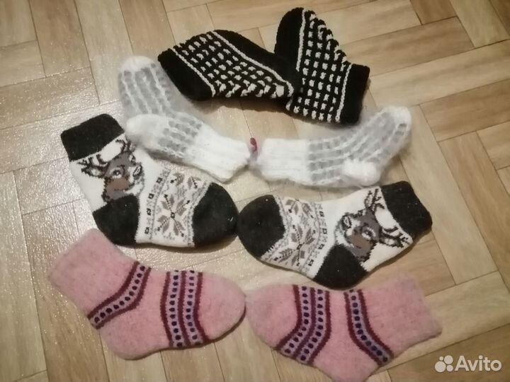 Вязаные детские шерстяные носки,пуховые