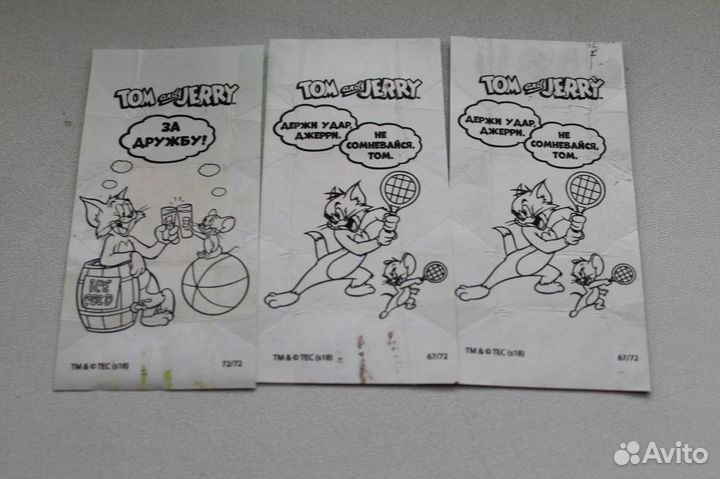 Вкладыши - обертки жевательных конфет Том и Джерри
