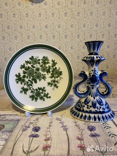 Тарелка декоративная Германия Гжель СССР