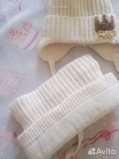 Комплект шапка и снуд, зимний, на 1,5-2 года