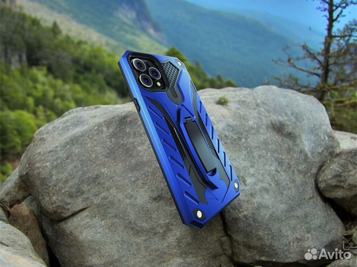 Синий чехол с подставкой для iPhone 12 pro max