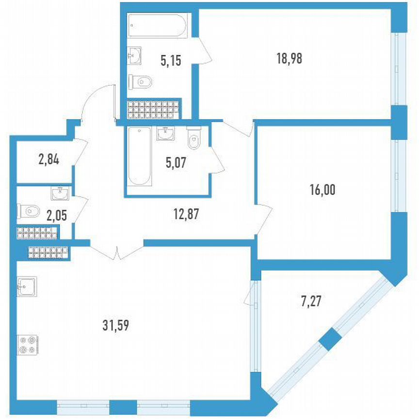 2-к. квартира, 98 м², 16/23 эт.