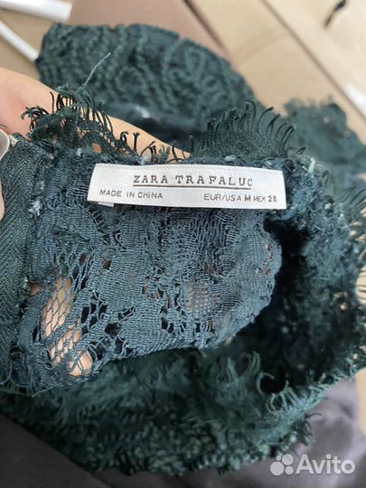 Блузка кружевная изумрудная zara