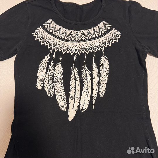 Платье черное с перьями для 40-42 на рост 152