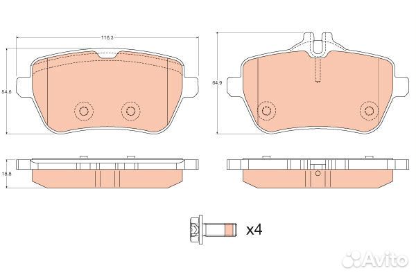 Колодки тормозные mercedes W222 13- задние L 116.2