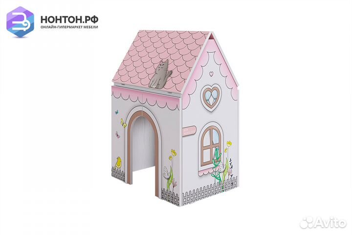 Стол-трансформер Домик белое дерево / розовый