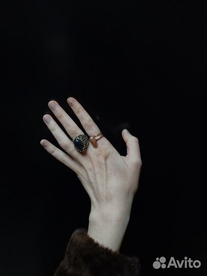 Перстень латунь 17 размер ручная работа