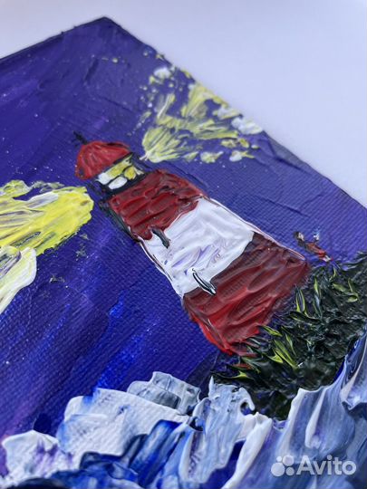 Картина 'маяк и море'