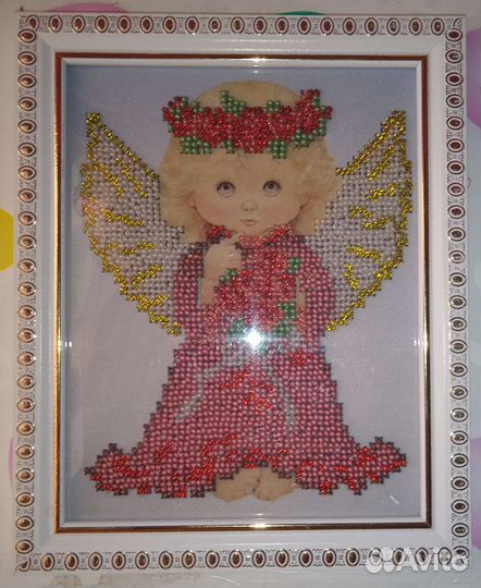 Картина маслом на холсте и красками,ещë из бисера