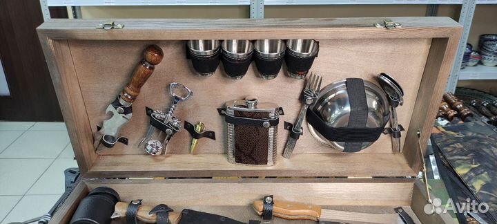 Набор шампуров большой в кейсе (в дереве)