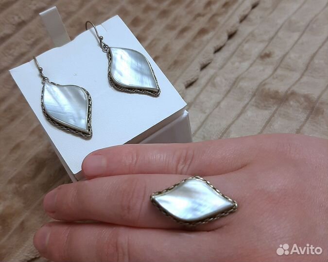 Серьги и кольцо перламутр СССР