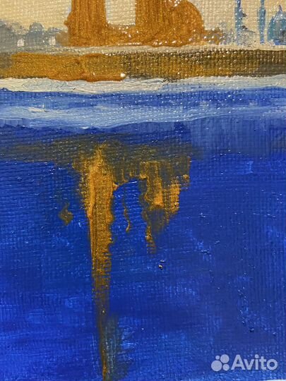 Стильная картина пейзаж маслом «Золотая крепость»