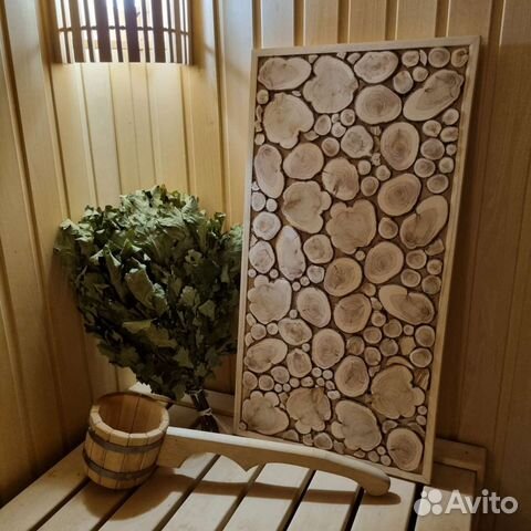 Панно из спилов можевельника для бани
