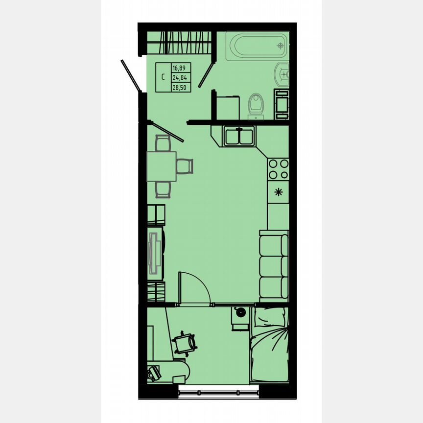 Квартира-студия, 32,6 м², 4/8 эт.
