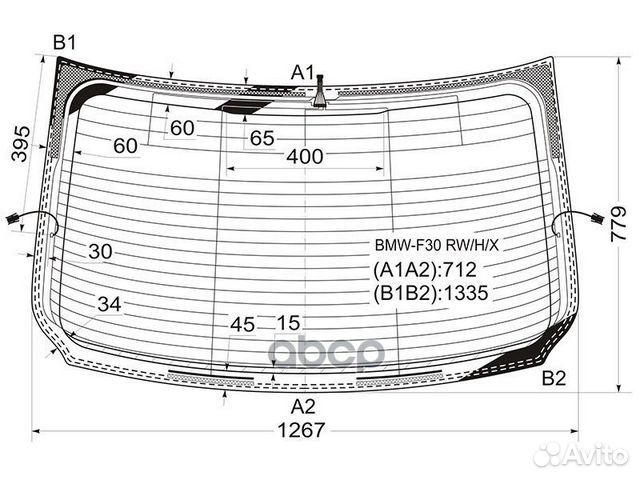 Стекло заднее с обогревом BMW 3-series F30 4D 1