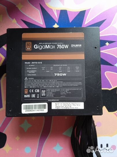 Блок питания 750w 80+ Bronze Zalman GigaMax