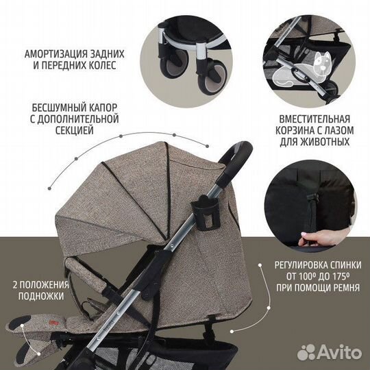 Прогулочная коляска Nuovita Snello темно-серый лен