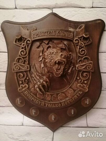 Ключница Медведь из дерева