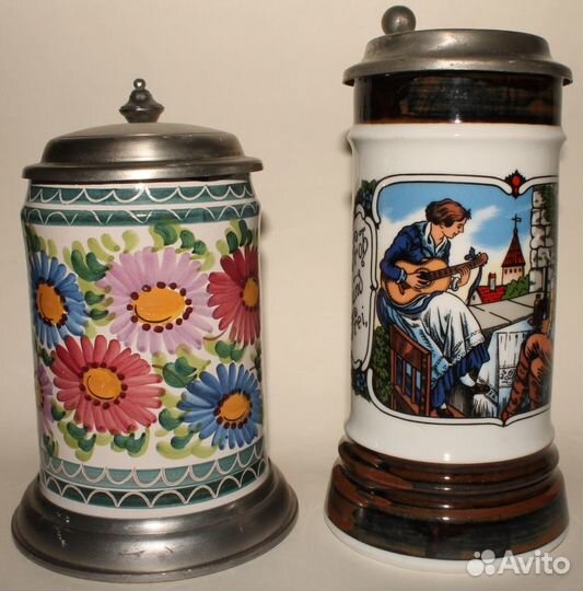 Немецкие Пивные Кружки. Майолика. Кавалеры с Дамой