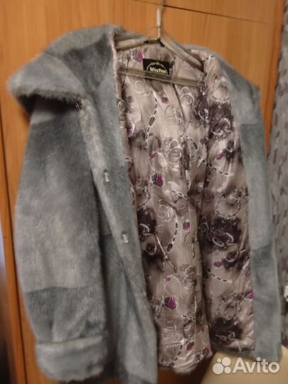 Искусственная шуба под норкуголубую