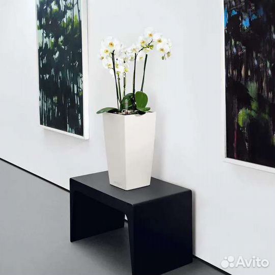 Кашпо Lechuza Cubico Premium 22 h41 см глянец