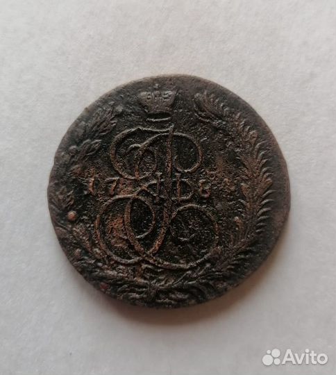 Монета 5 копеек 1784 год ем