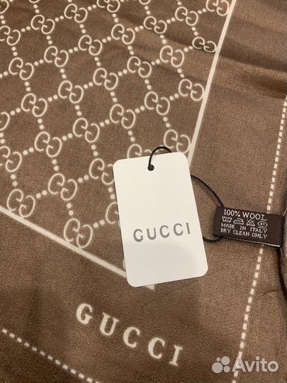 Палантин платок Gucci коричневый тонкий