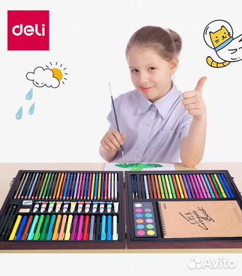 Набор для рисования deli Painting Set Wooden Box