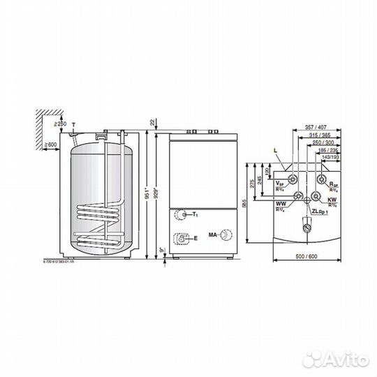 Бойлер косв. нагр. Bosch 120л 160л с рециркуляцией