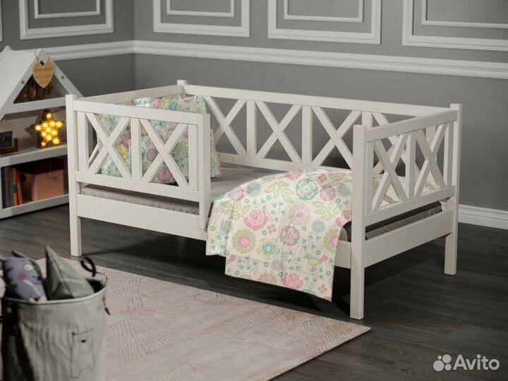 Кроватка высокий борт берёза детская софа