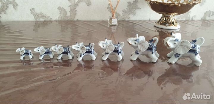 Слоники гжель фарфор