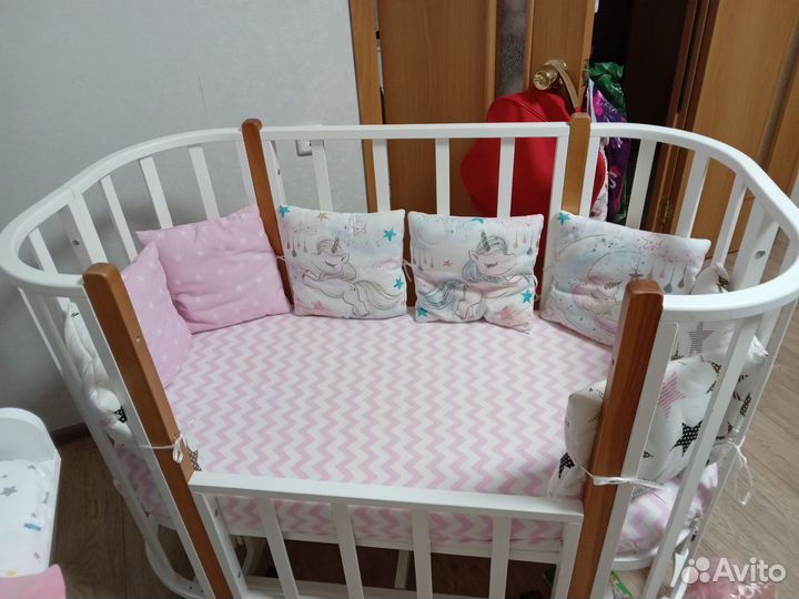 Детская кроватка трансформер с маятником