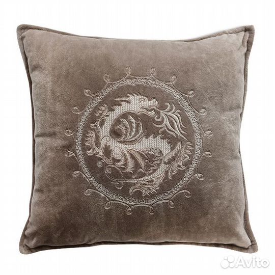 Подушка декоративная Дракон круглый 45х45см коричн
