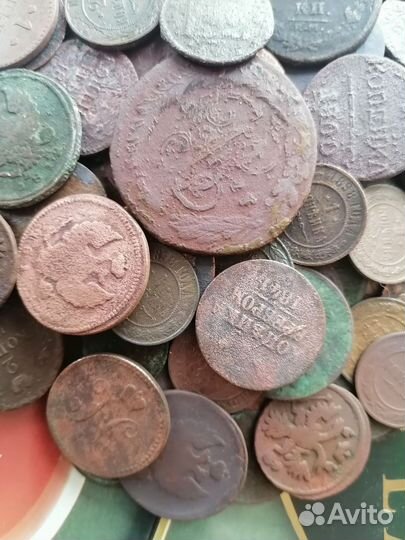 100 старинных медных монет. Лот 1