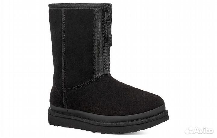 UGG Classic Short Zipper Tape Logo Boot 'Black' Women's (37)