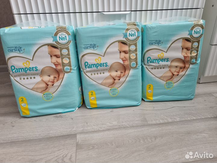 Pampers premium care 2, (4-8 kg) 66шт