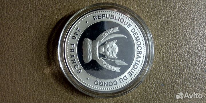 Монета Конго 240 франков 2014 Год лошади Серебро