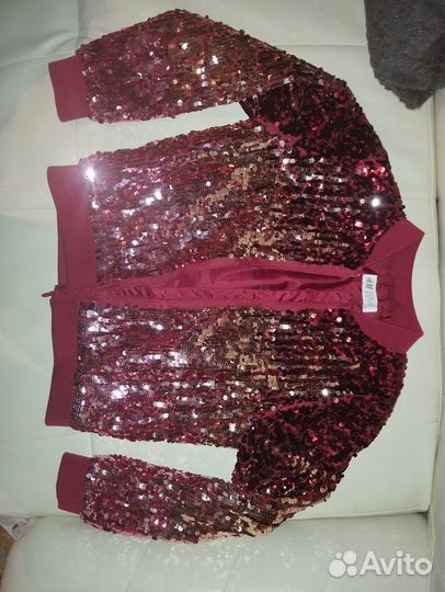 Нарядная куртка/кофта с паетками р. 128