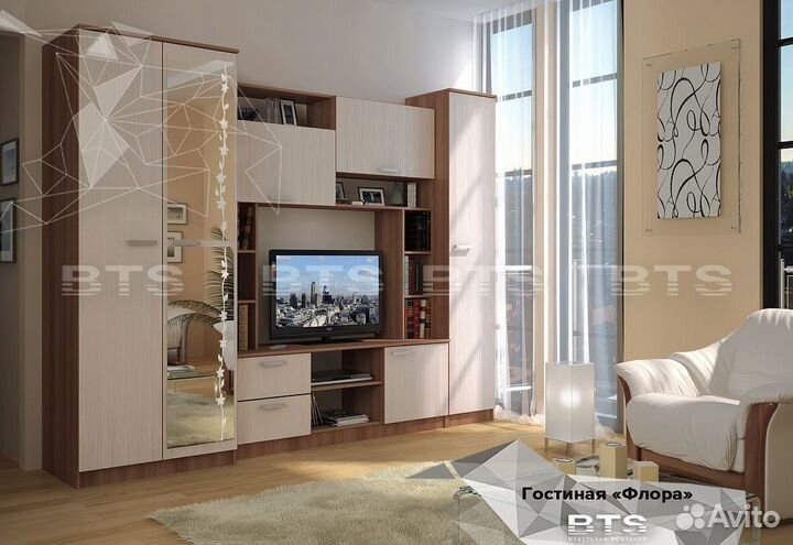 Стенка в гостиную Флора Ясень шимо