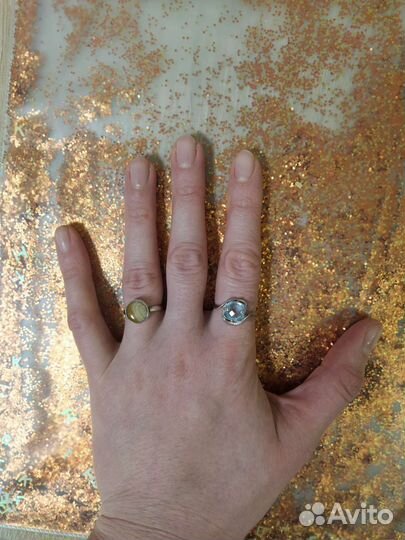 Серебряные кольца, сердолик и топаз