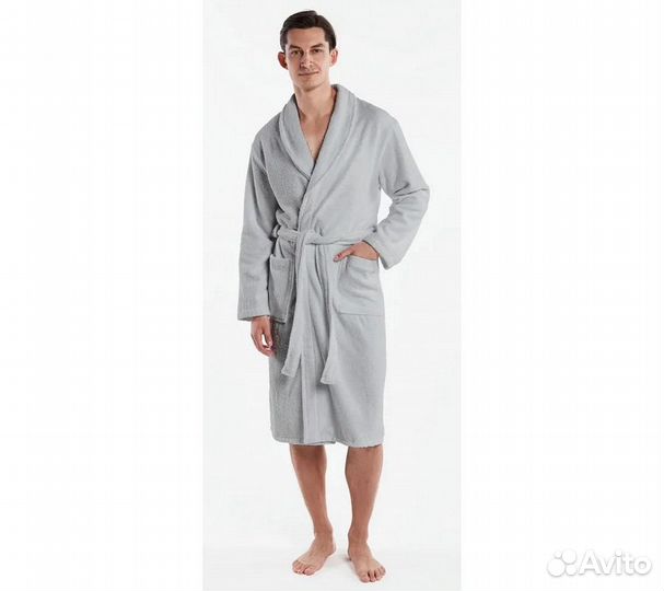 Халат махровый мужской Home One серый, размер 48