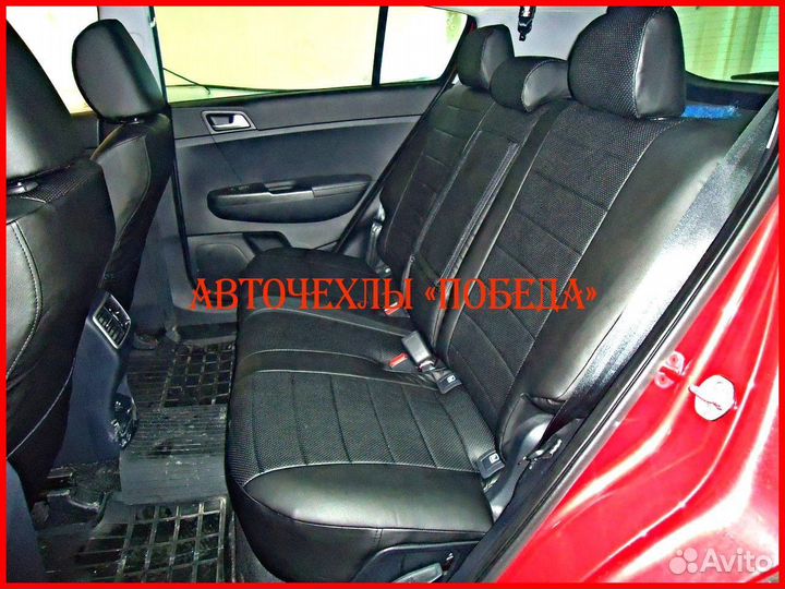 Чехлы Kia Sportage 3 из экокожи чёрные Классика
