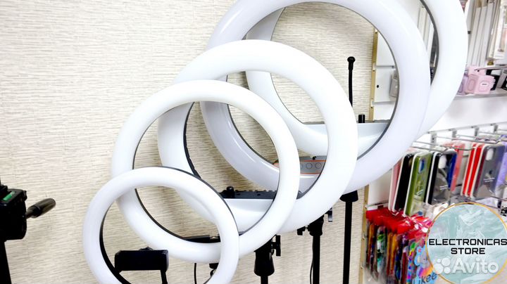 Кольцевая Лампа 33 см со Штативом Бежевая