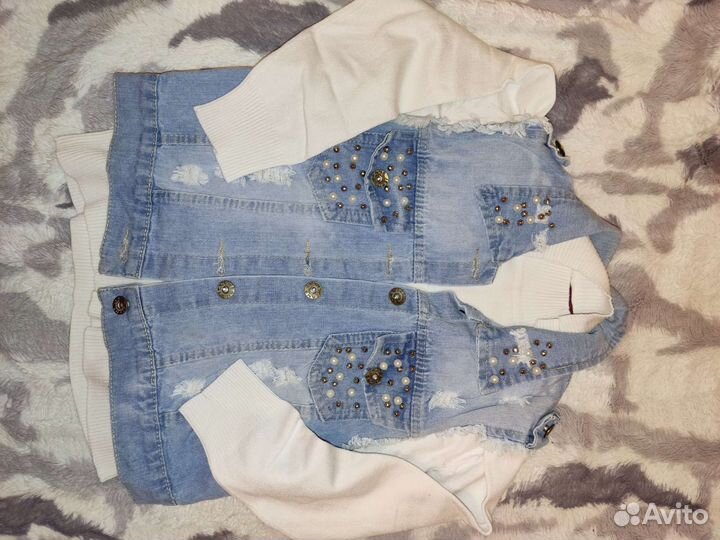 Джинсовая жилетка 134 140