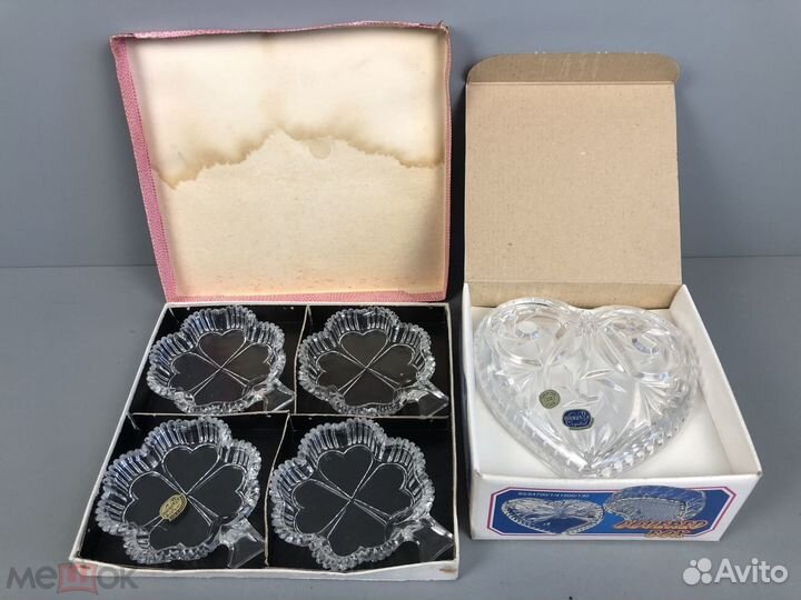 Хрустальная шкатулка, розетки Богемия Чехословакия