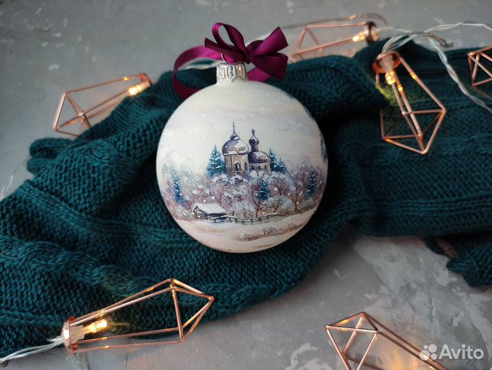 Шар на ёлку, ручная роспись